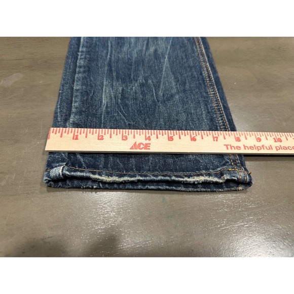 Encrypted Supply Co Mens Distressed Patchwork Straight Leg Blue Jeans 37x32 - Picture 3 of 16